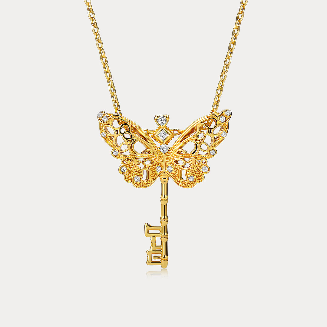 Selenichast Golden Butterfly Key Necklace