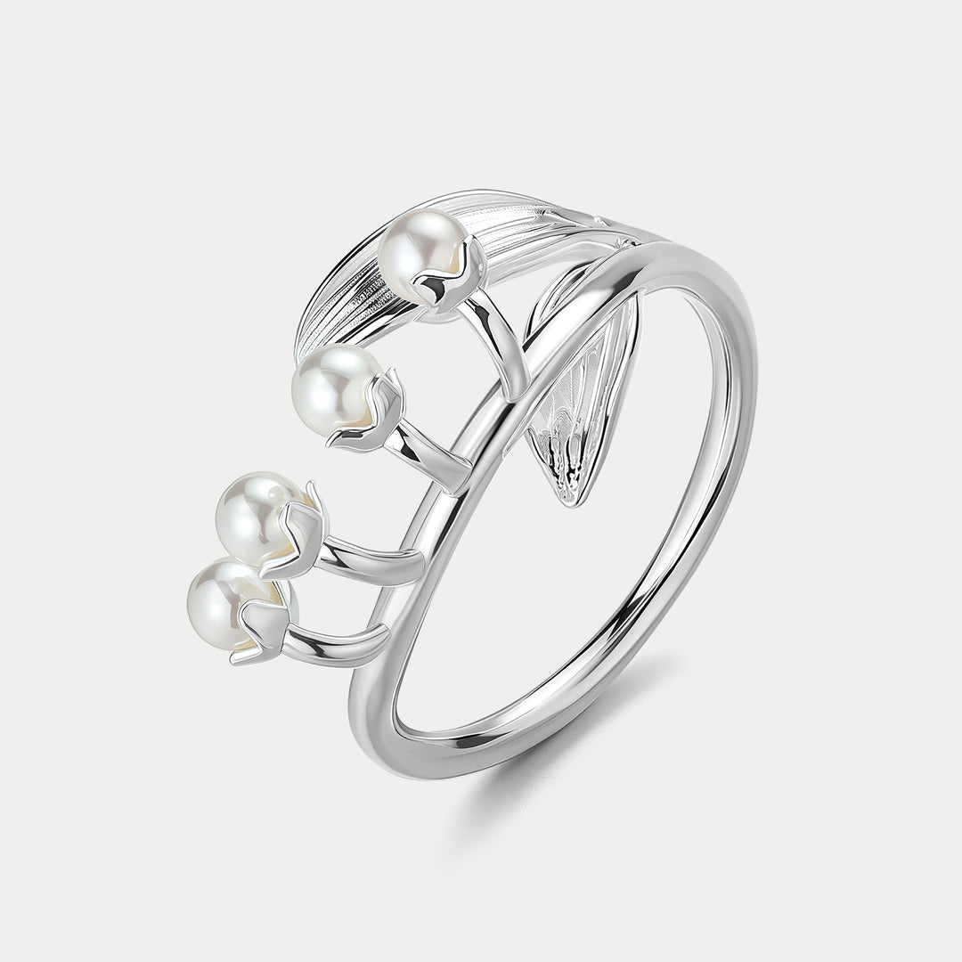 Selenichast Silver Lily of the Valley Ring