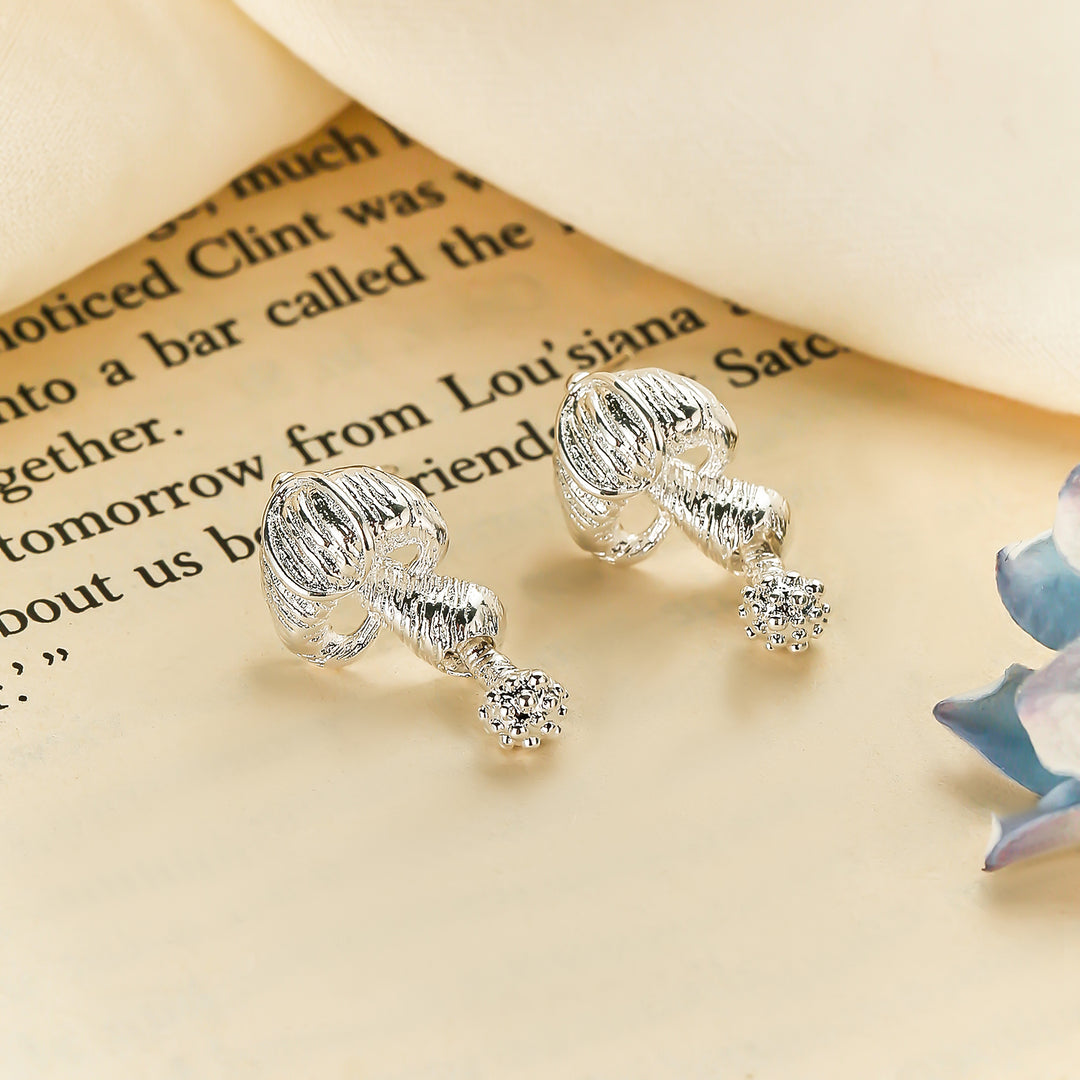 Silver Mushroom Stud Earrings