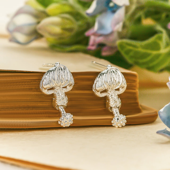 Silver Mushroom Stud Earrings