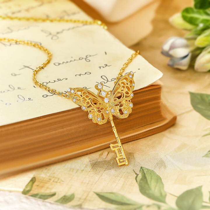 Golden Butterfly Key Necklace