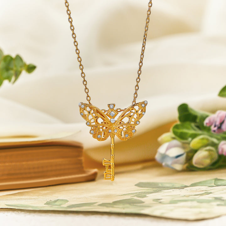 Golden Butterfly Key Necklace