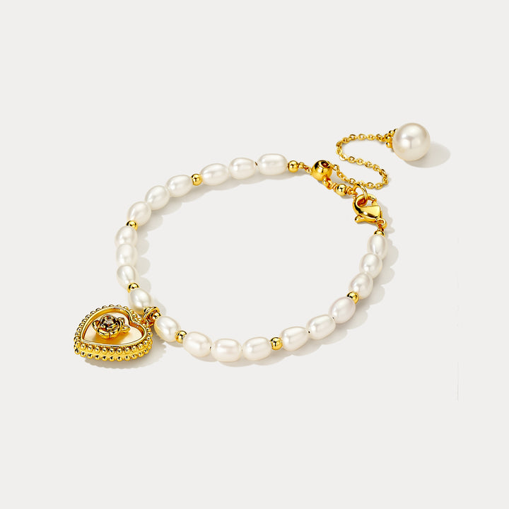 Heart Rose Pearl Bracelet
