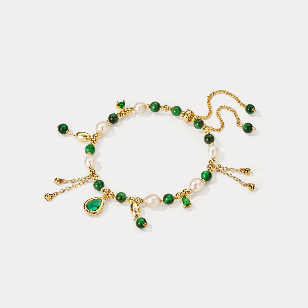 Green Tiger Eye Charm Bracelet