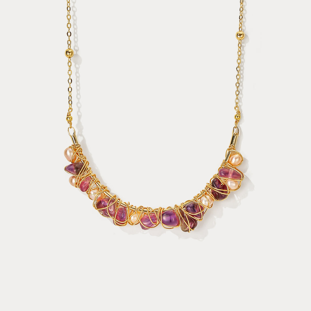 Selenichast Amethyst Pearl Pendant Necklace