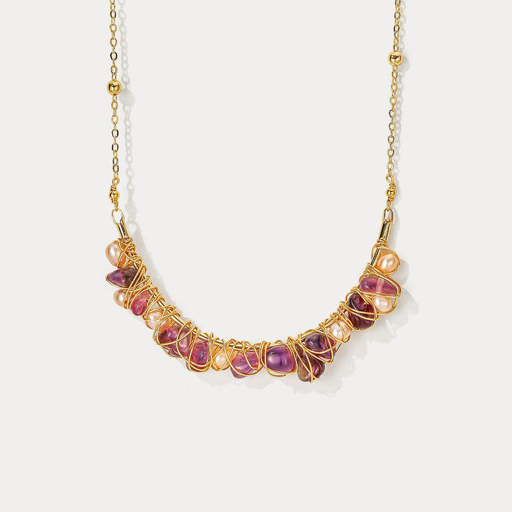 Selenichast Amethyst Pearl Pendant Necklace