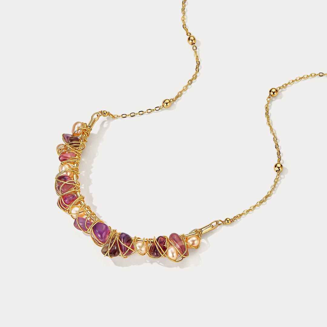 Amethyst Pearl Pendant Necklace