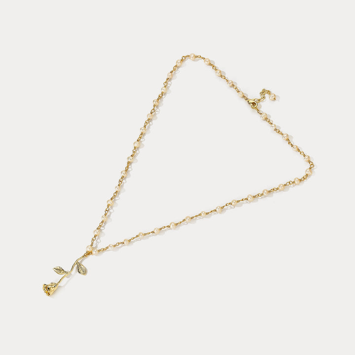 Rose Pearl Necklace Gift for Her