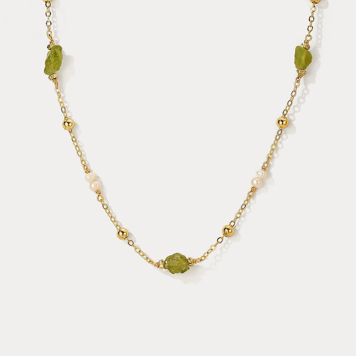 Selenichast Peridot Pearl Station Necklace