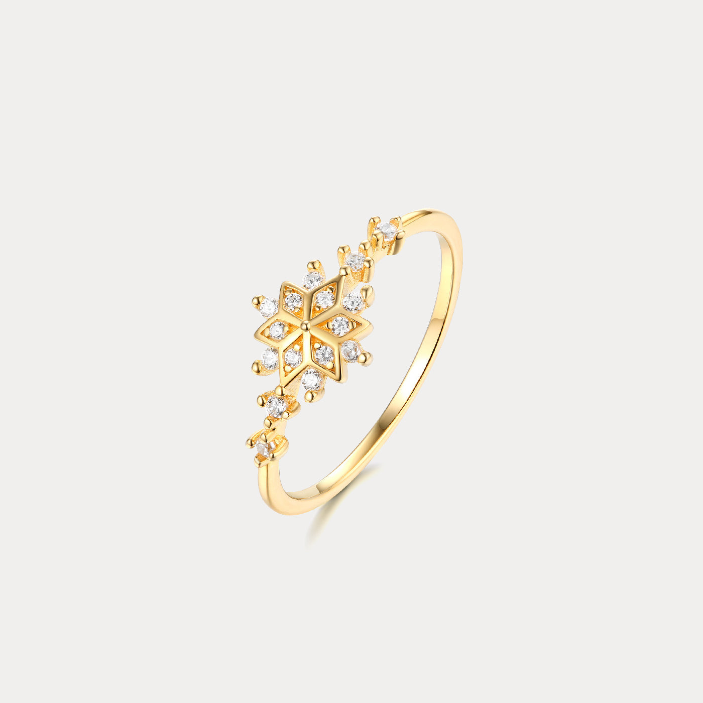 Snowflake Diamond Gold Engagement Ring