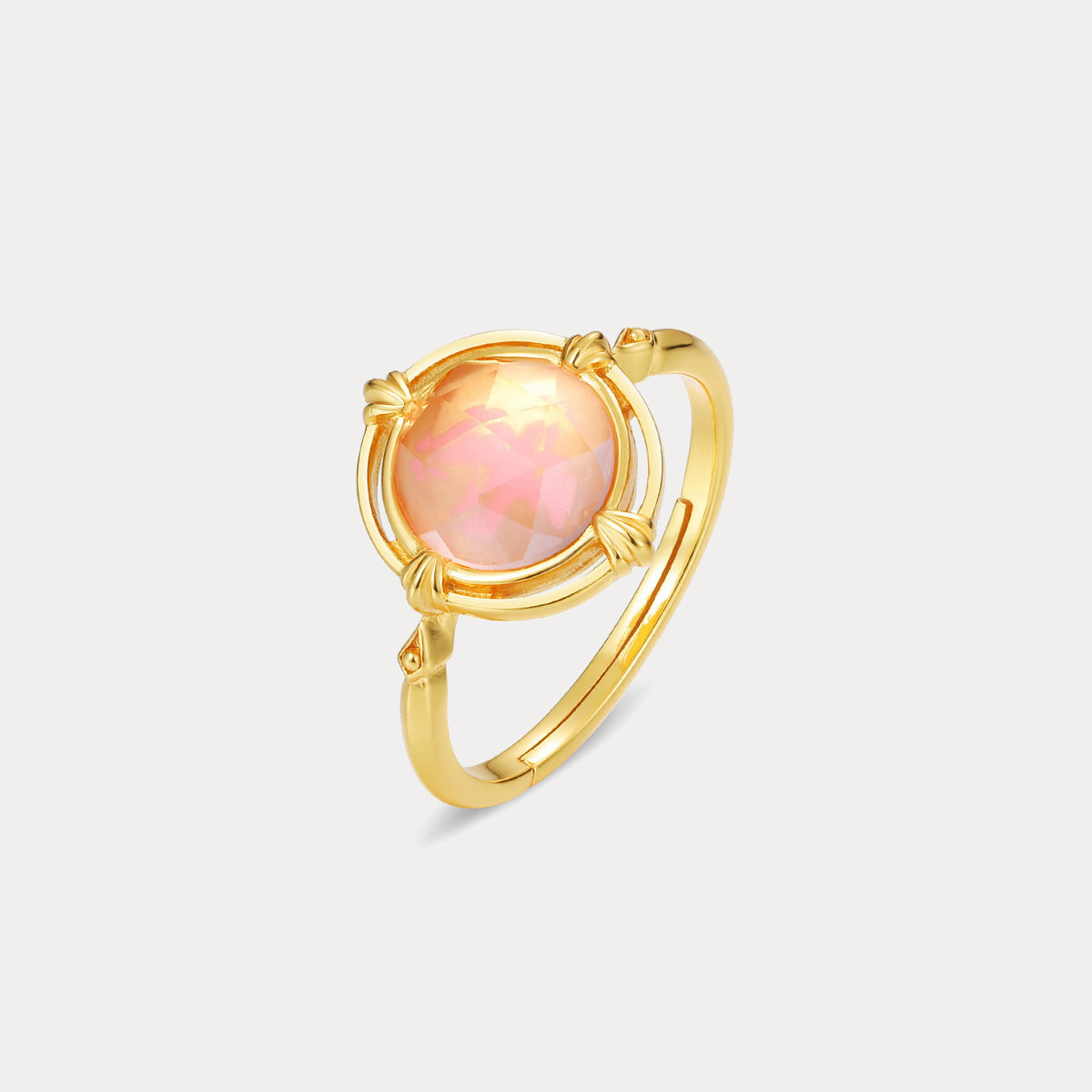Selenichast Pink Round Crystal Ring
