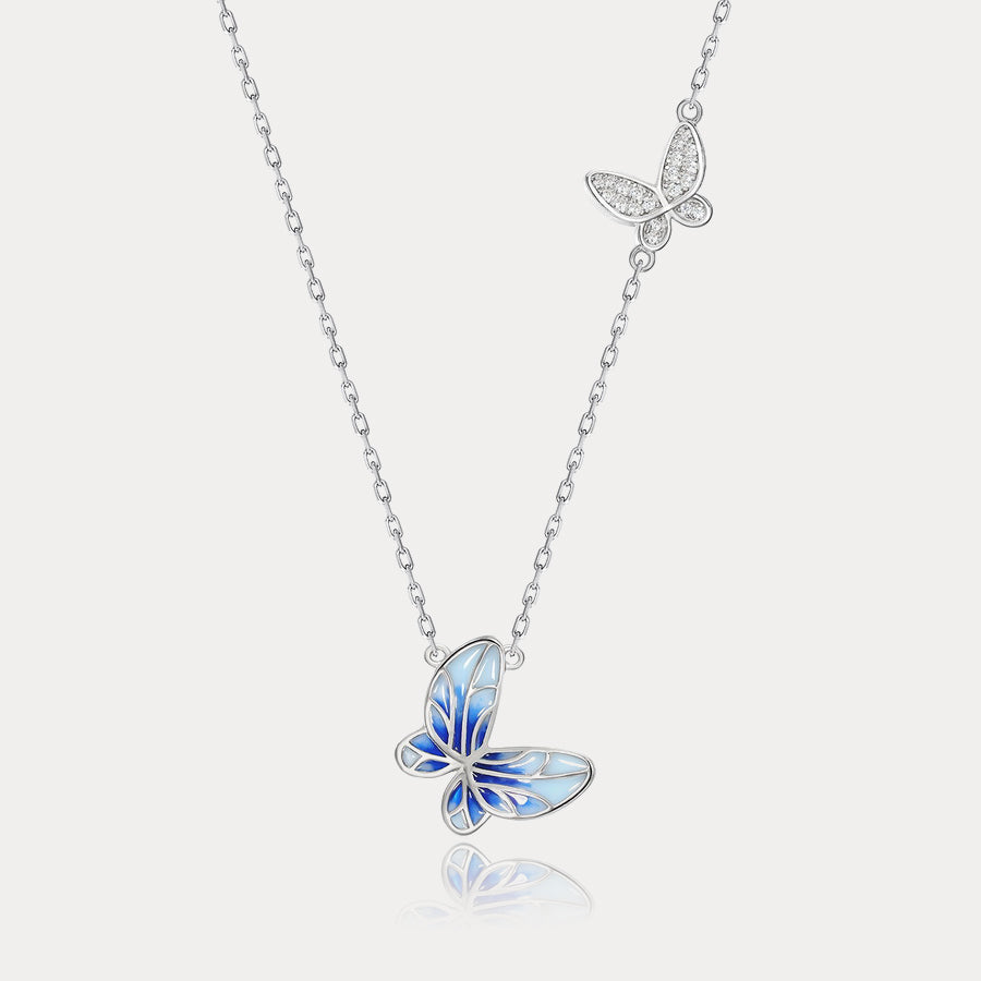 Selenichast Azure Butterfly Silver Necklace