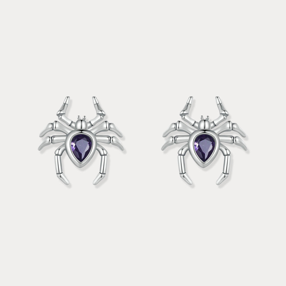 Selenichast Gothic Spider Stud Silver Earrings