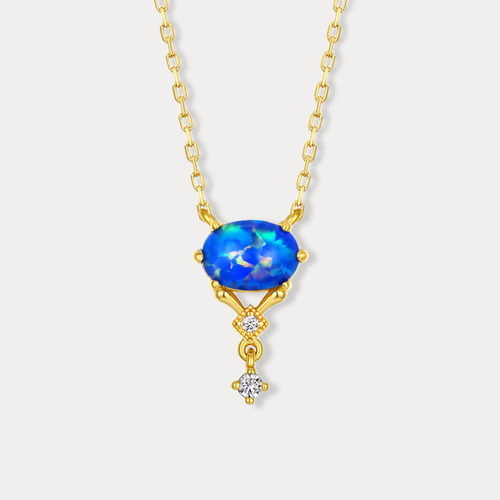 Selenichast Blue Opal Diamond Necklace