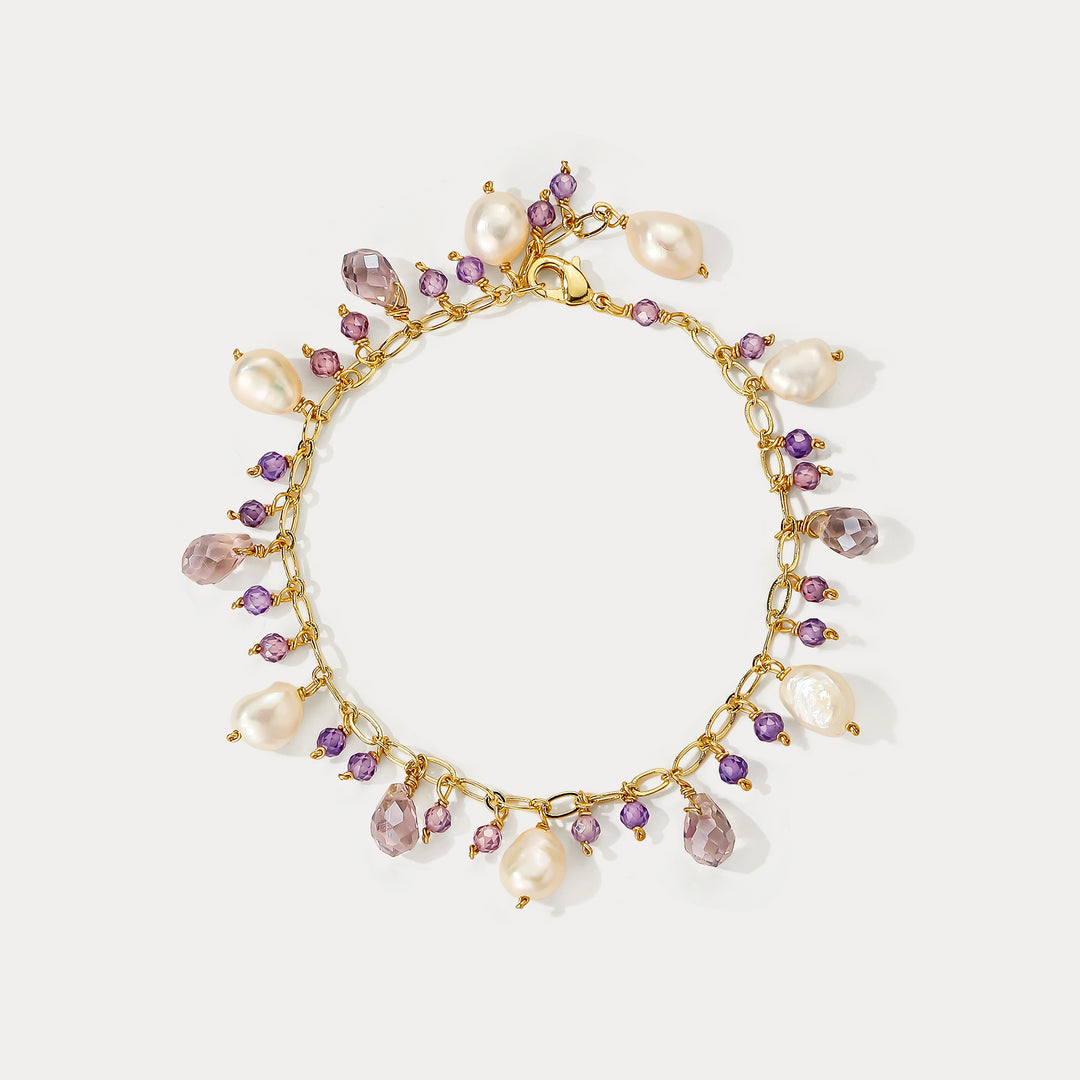 Selenichast Amethyst Pearl Charm Bracelet