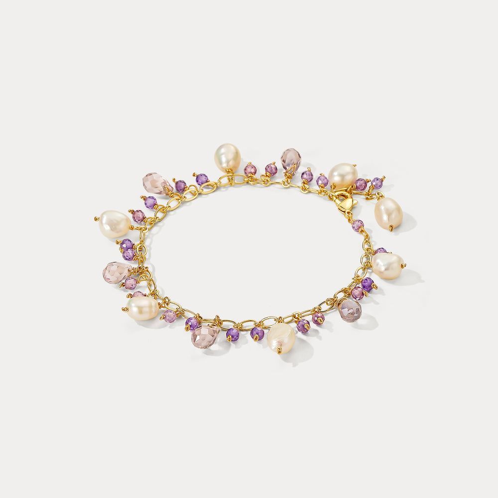 Amethyst Pearl Charm Bracelet