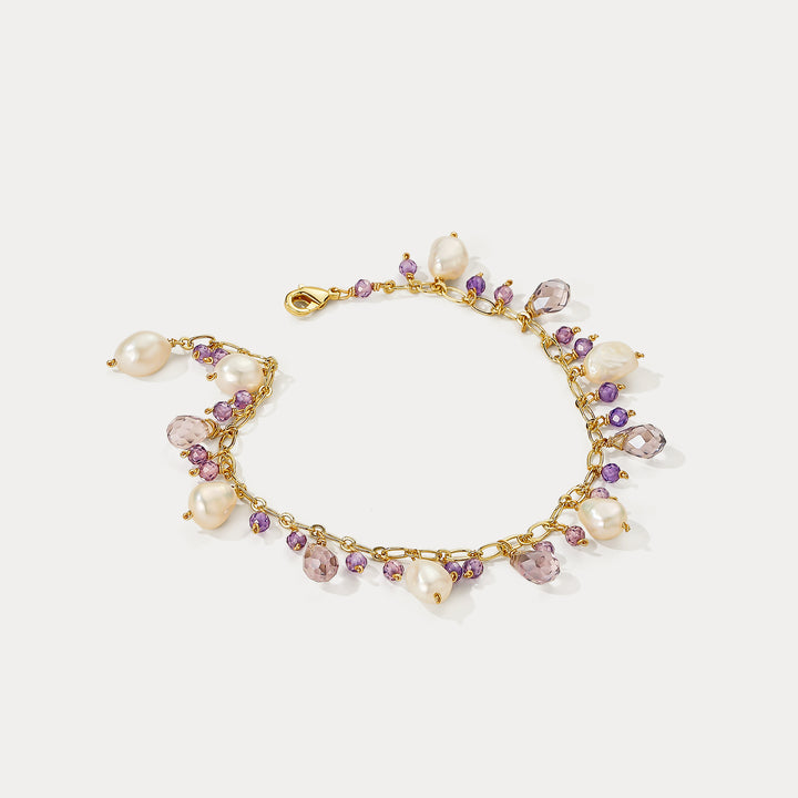 Amethyst Pearl Charm Bracelet Gift