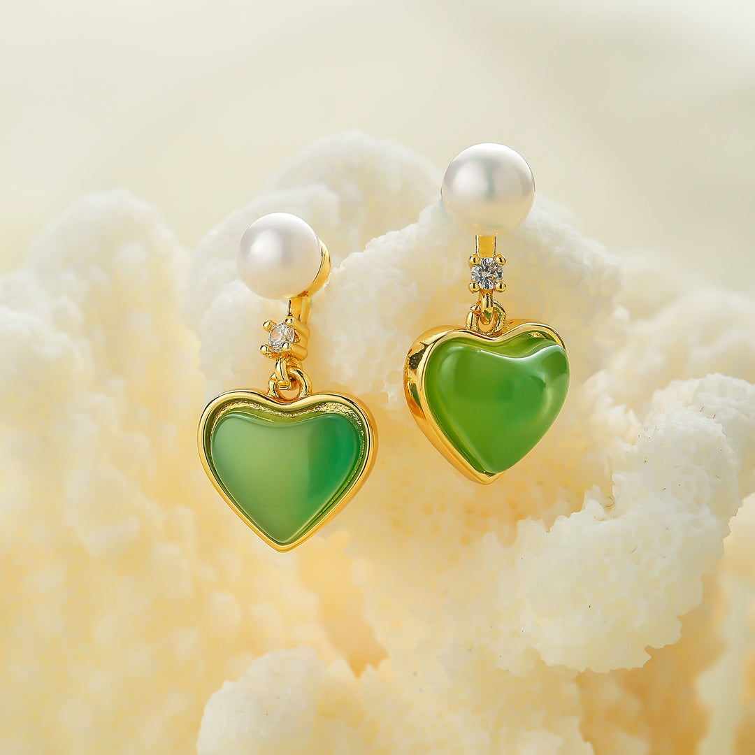 Green Heart Earrings