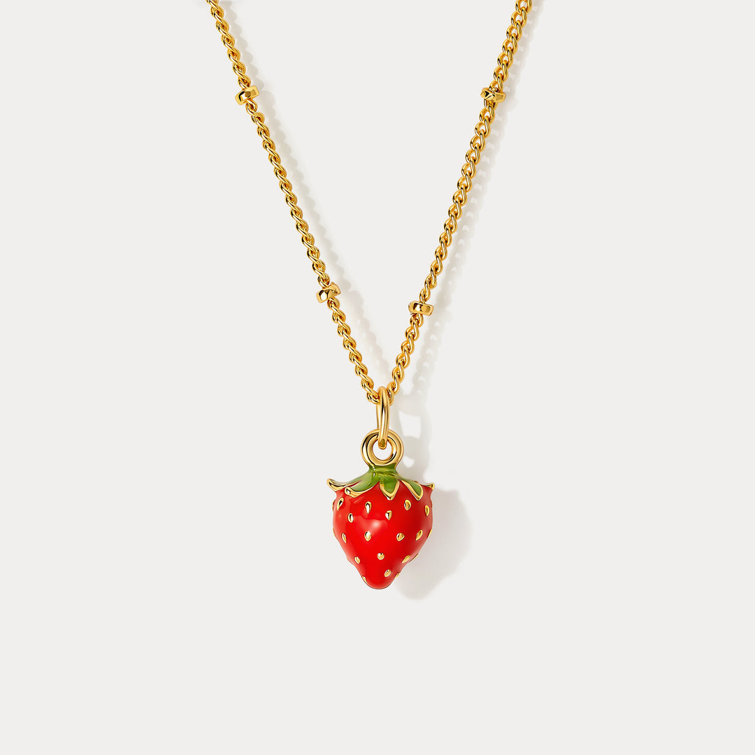 Selenichast Strawberry Enamel Necklace
