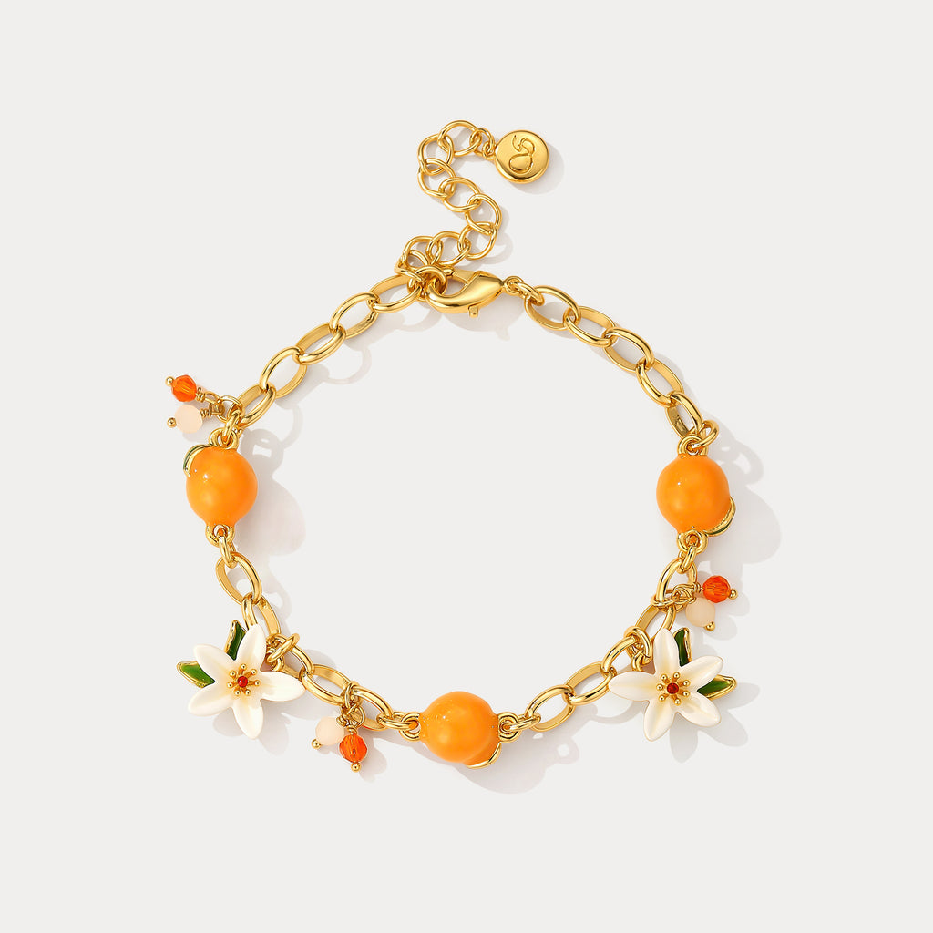 Selenichast Orange Bracelet For Women, Enamel Fruit Bracelet  display picture 2