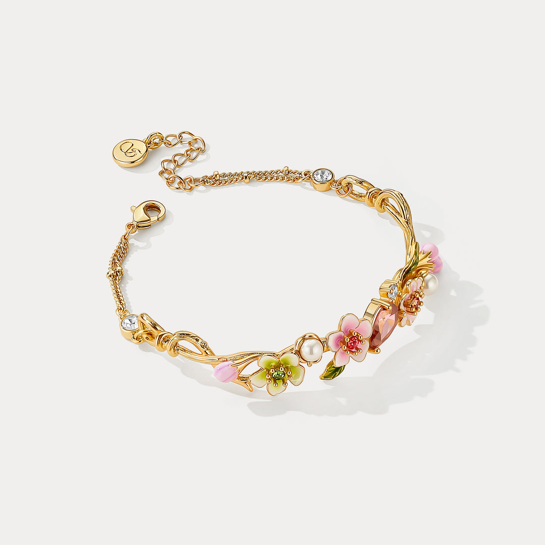 Cherry Blossom Enamel Bracelet