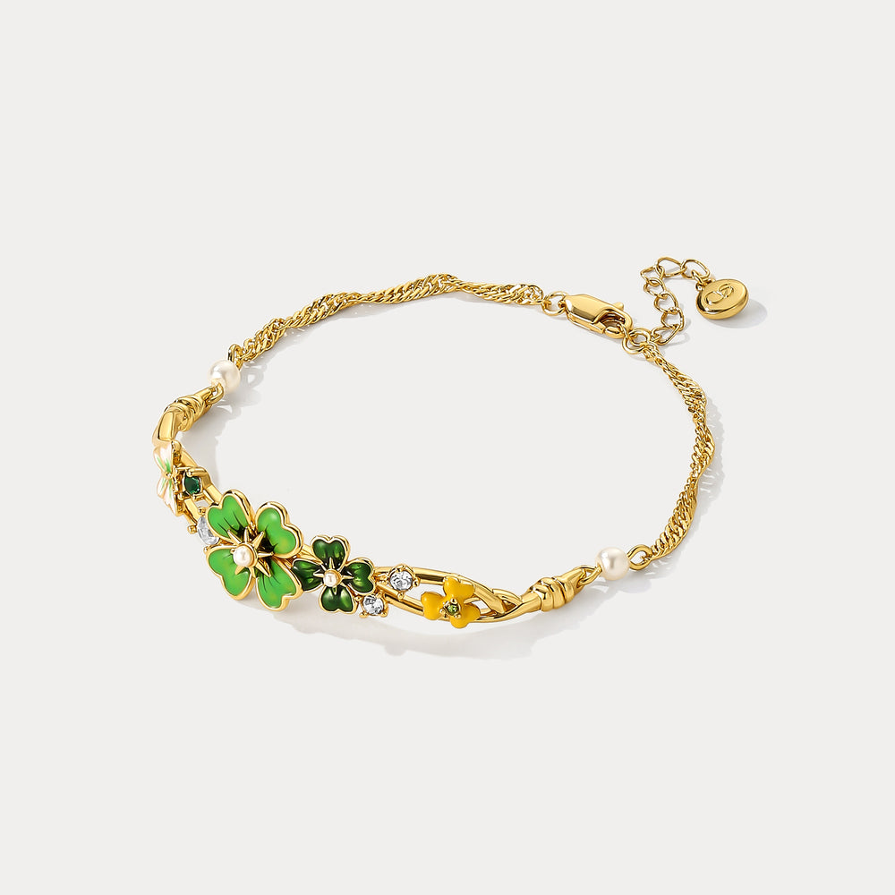 Four Leaf Clover Enamel Bracelet