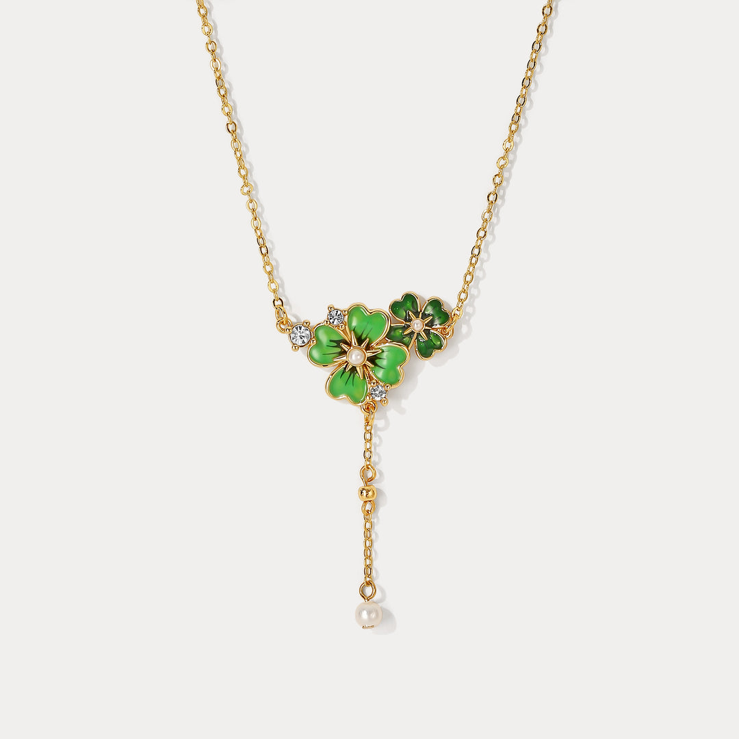 Selenichast Four Leaf Clover Enamel Necklace