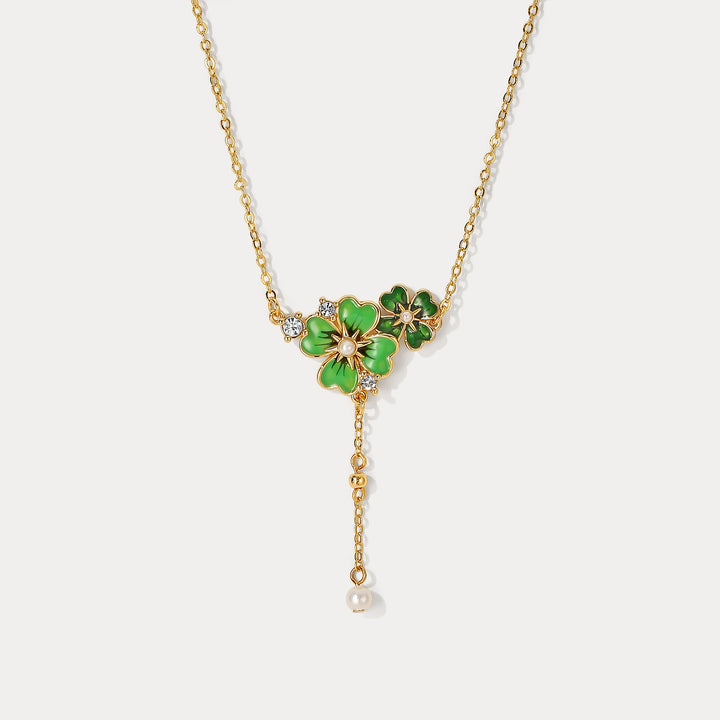 Selenichast Four Leaf Clover Enamel Necklace
