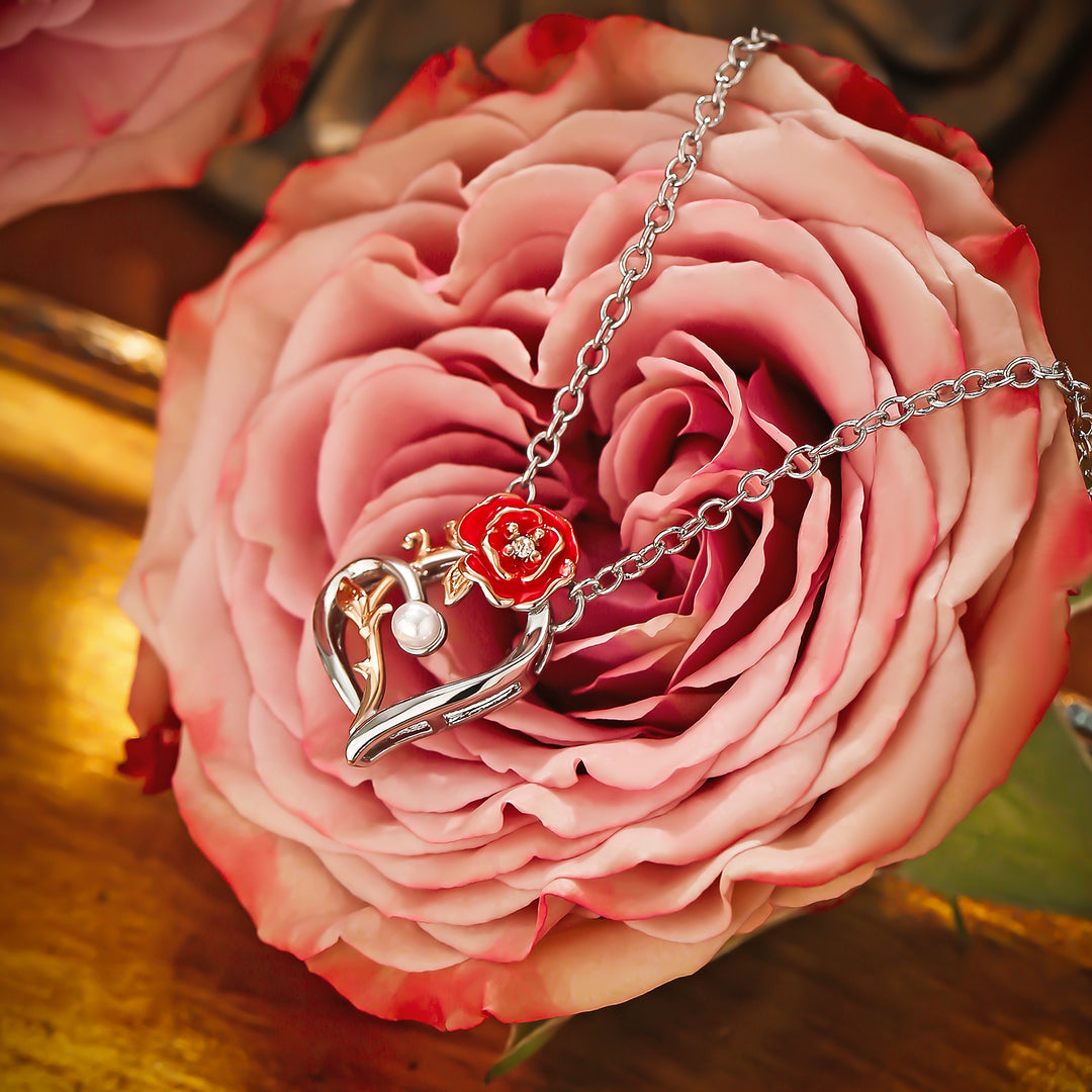 Rose Heart Necklace Gift for Her