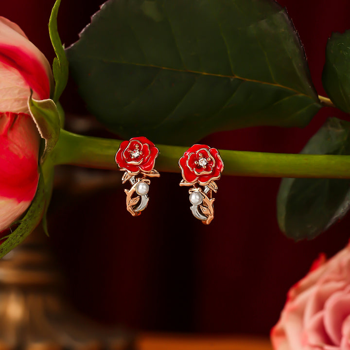 Gold Rose Hoop Earrings