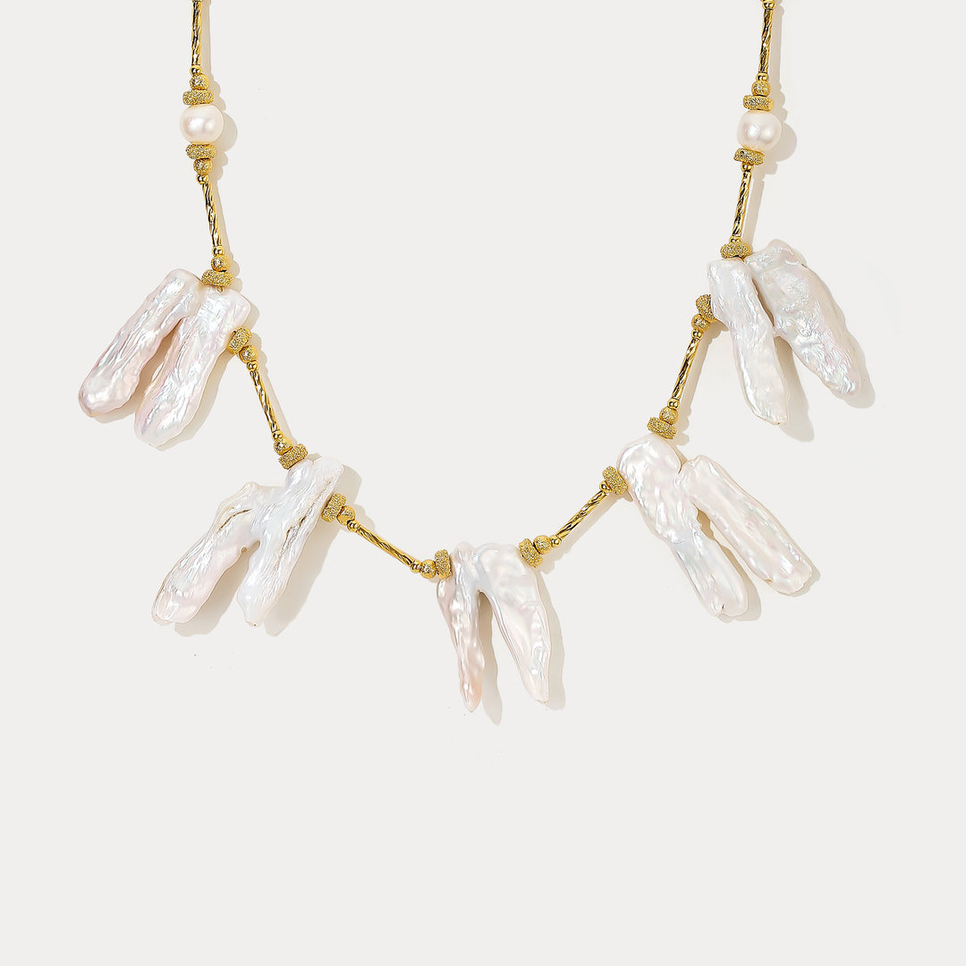 Selenichast Baroque Pearl Charm Necklace