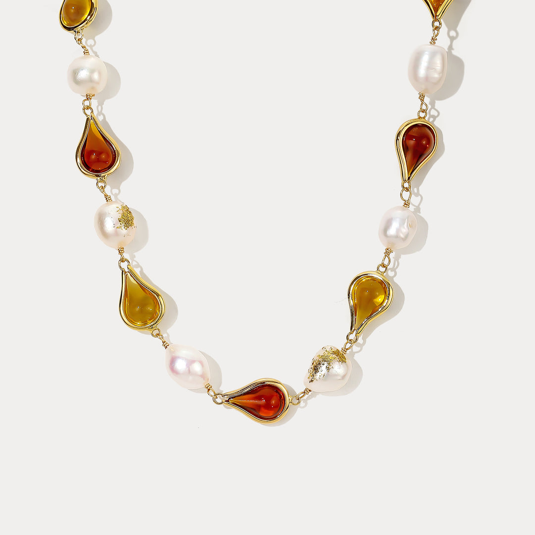 Selenichast Amber Pearl Necklace