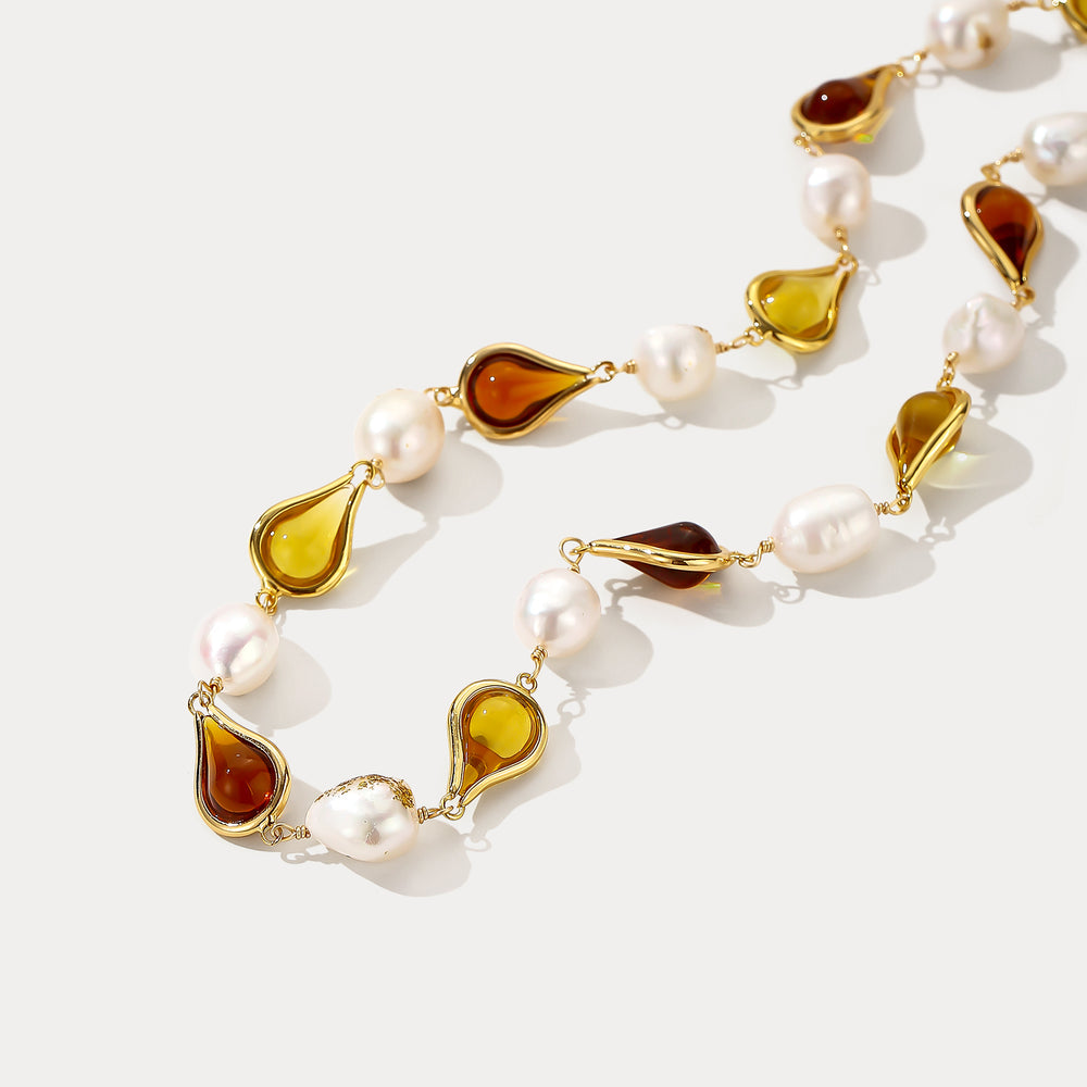 Amber Pearl Necklace