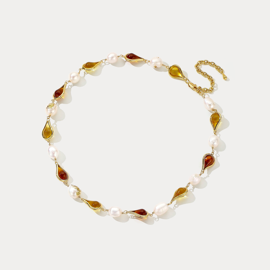 Amber Pearl Necklace Gift