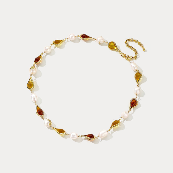 Amber Pearl Necklace Gift