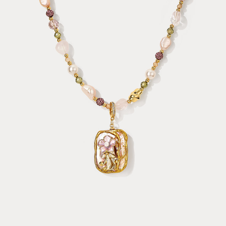 Selenichast Baroque Pearl Oil Painting Necklace