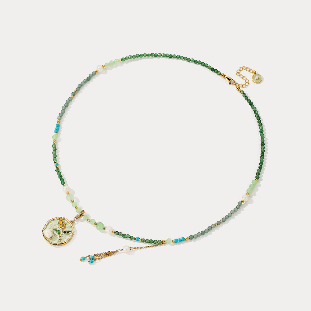 Turquoise Oil Painting Pendant Necklace