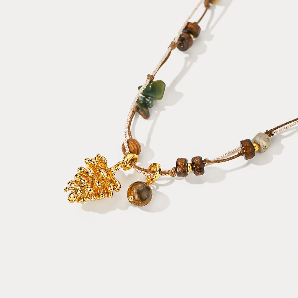 Golden Pinecone Tiger Eye Necklace
