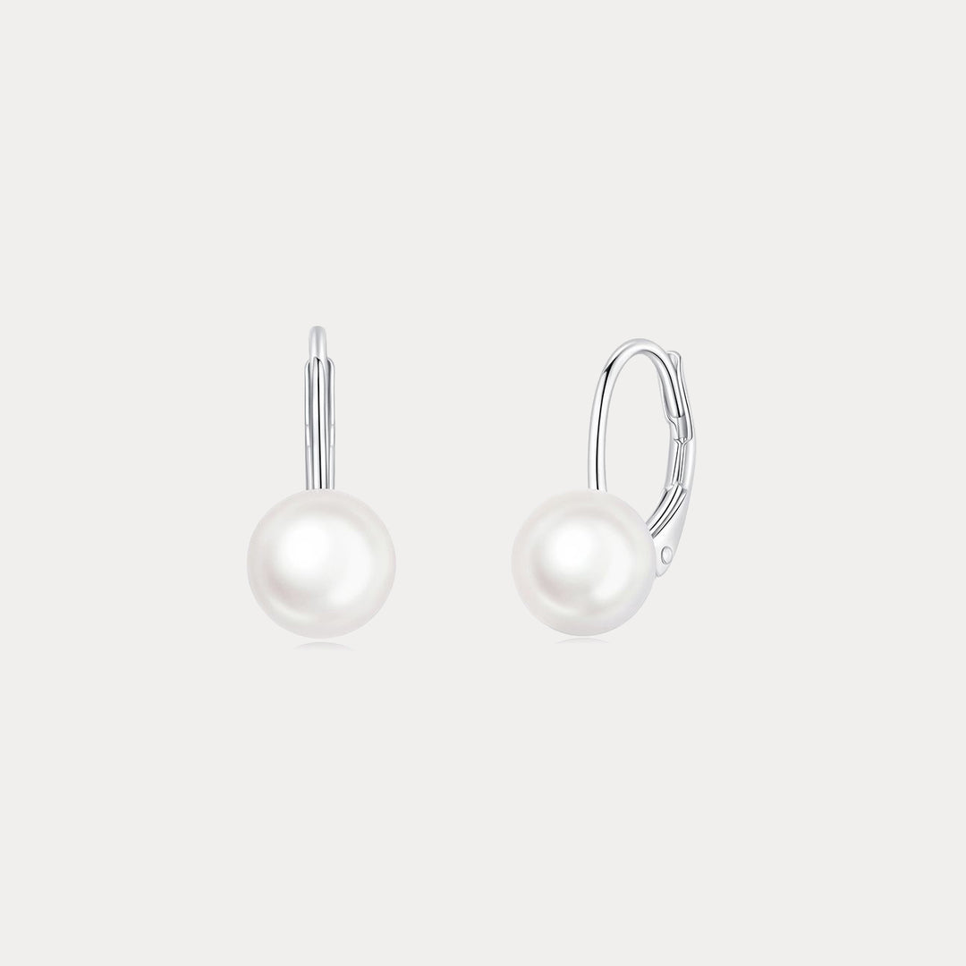 Selenichast Silver Pearl Hoop Earrings