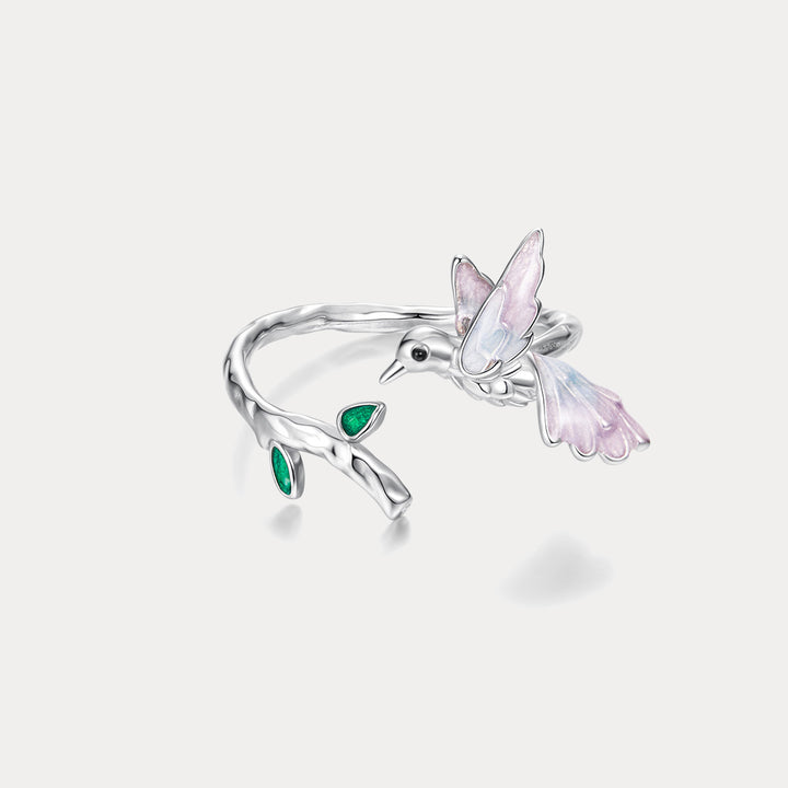 Selenichast Silver Kingfisher Branch Ring