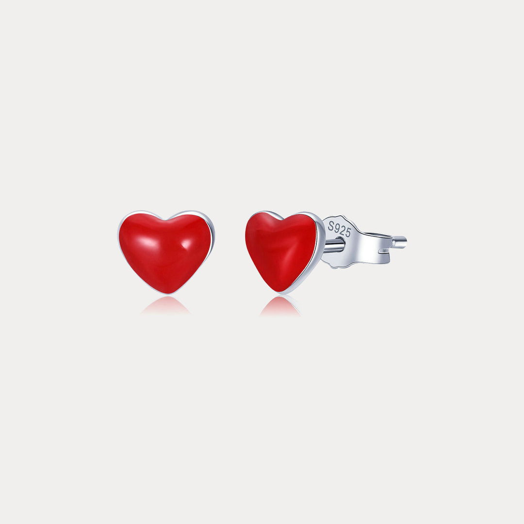 Selenichast Red Heart Stud Earrings