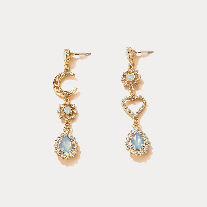 Heart and Moon Teardrop Earrings