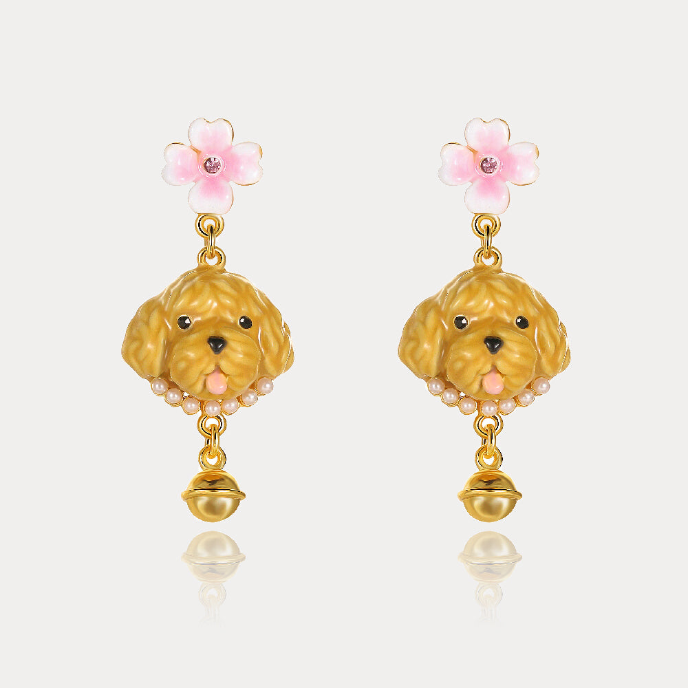 Selenichast Enamel Goldendoodle Dog Earrings