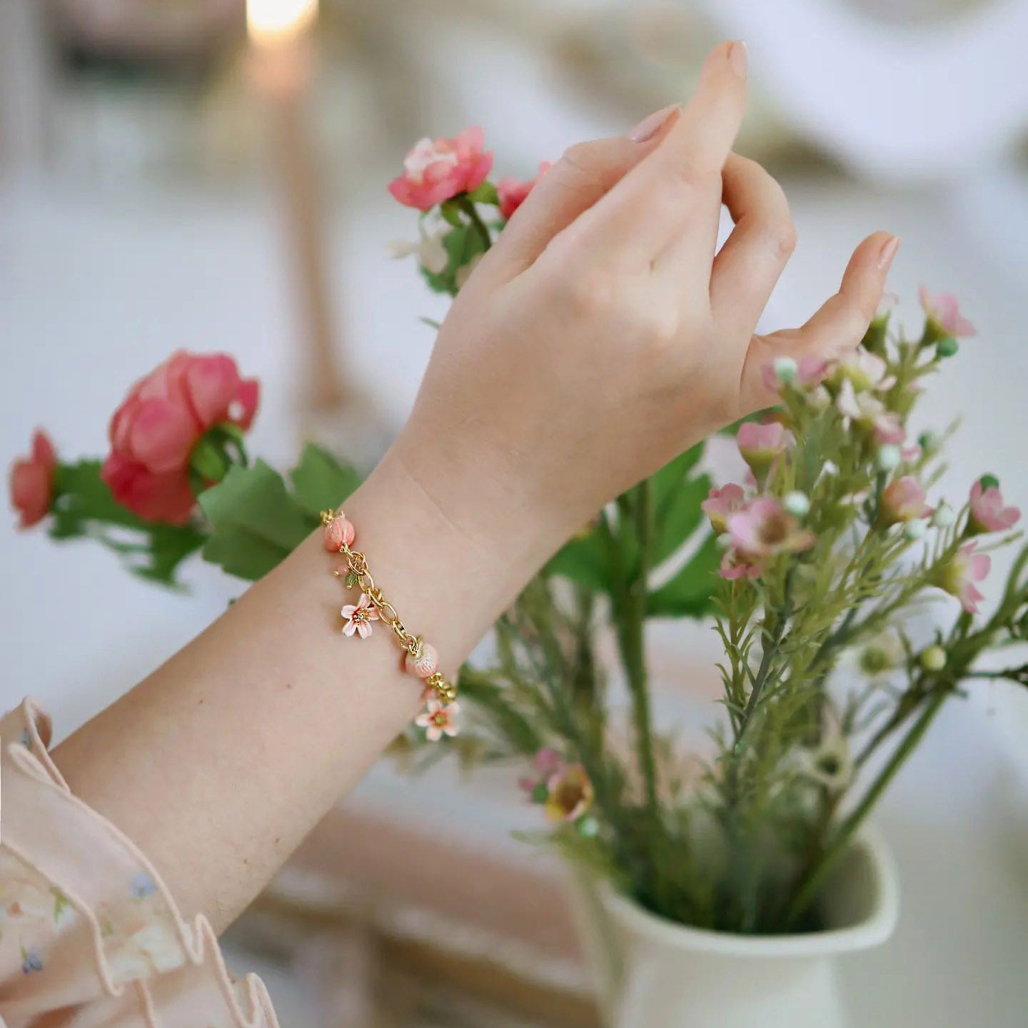 peach blossom gold bracelet