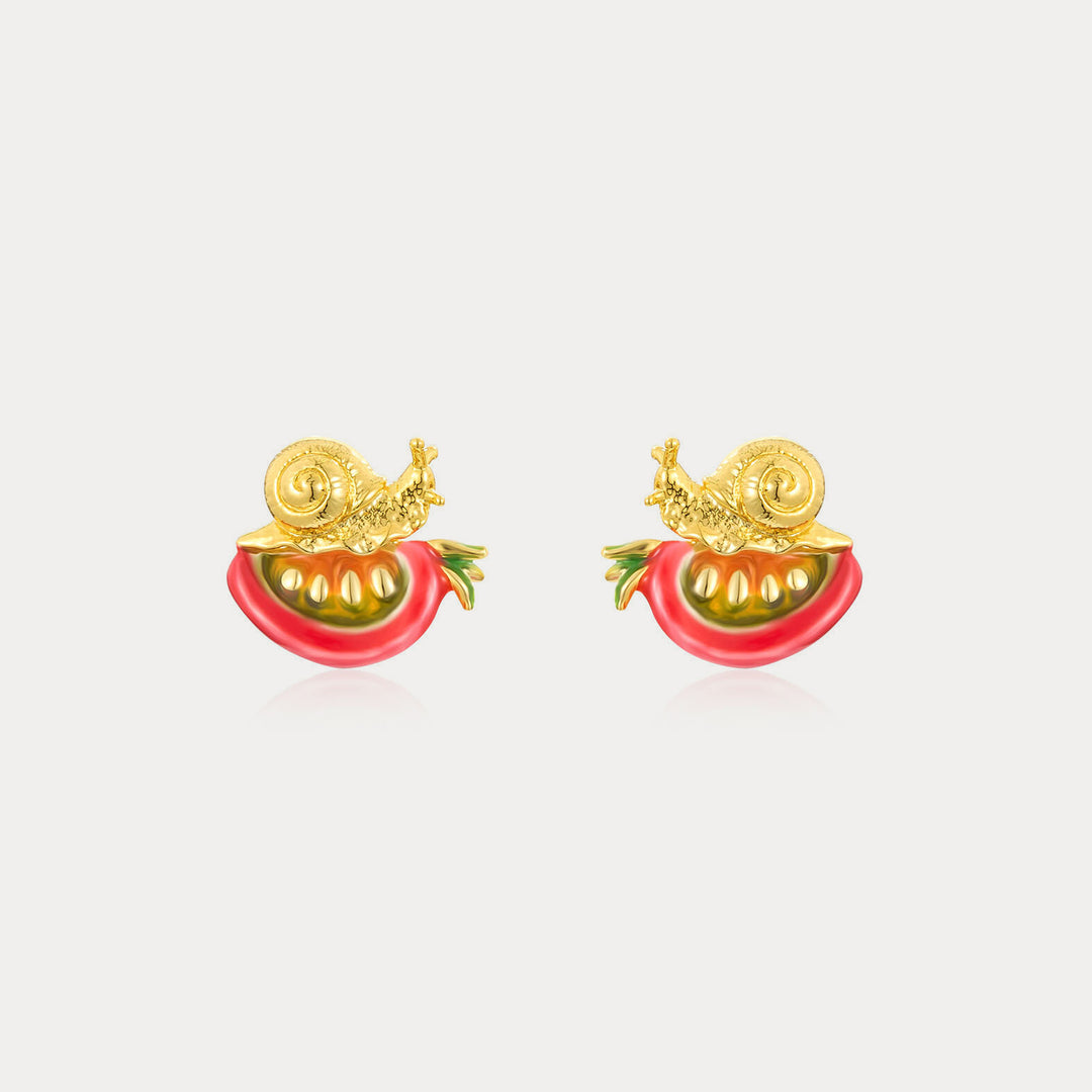 Selenichast Tomato & Snail Stud Earrings