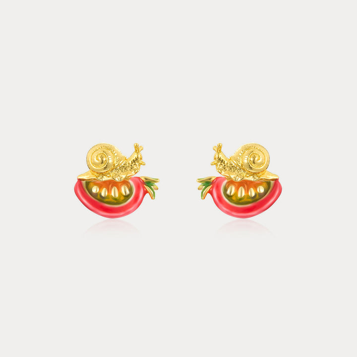 Selenichast Tomato & Snail Stud Earrings