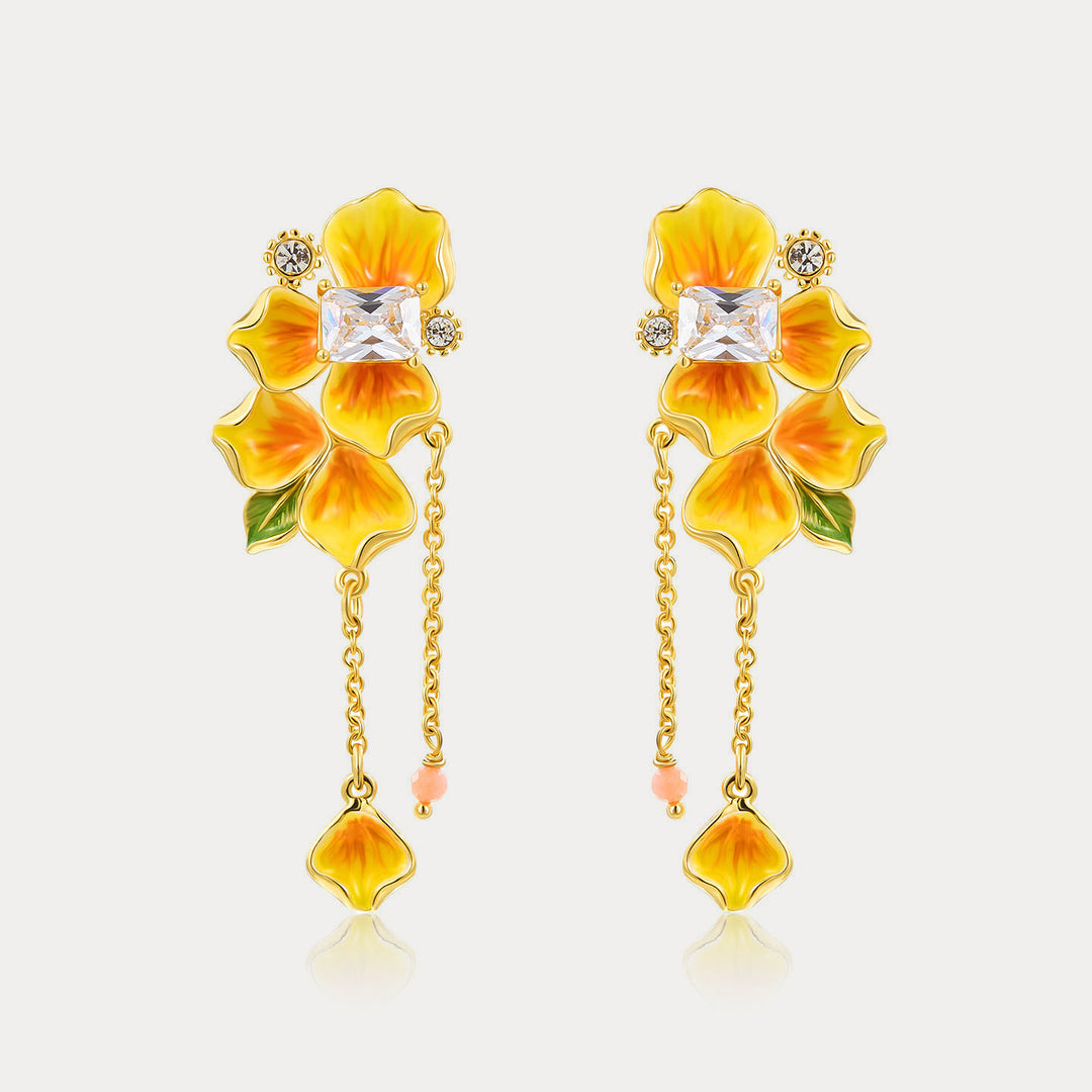 Selenichat Gold Flower Dangle Earrings