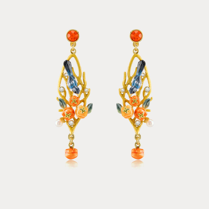 Selenichast Magpie & Persimmon Branch Earrings