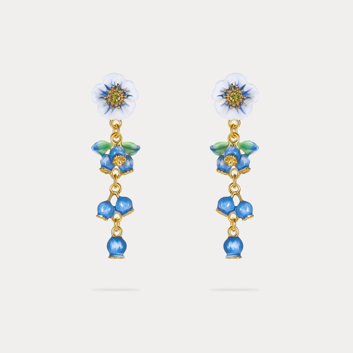 Selenichast Blueberry Enamel Flower Earrings