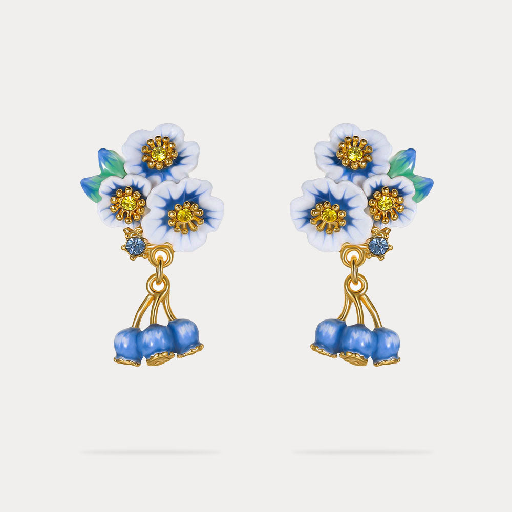 Selenichast Enamel Flower Blueberry Earrings